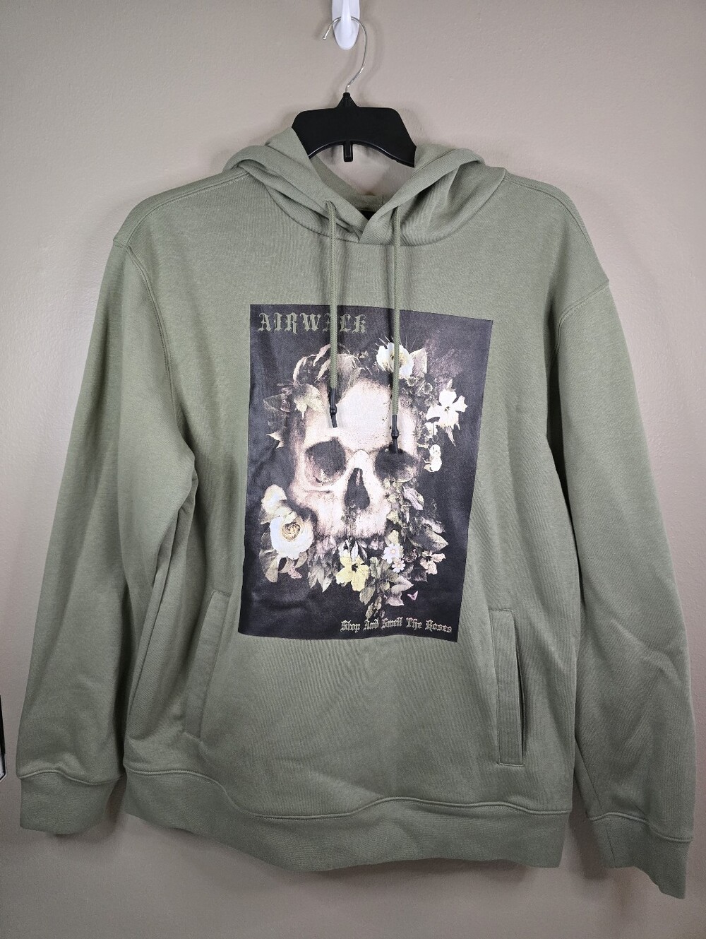 Airwalk Men's Fleece Pullover Hoodie Sage Green Grunge Skater Punk